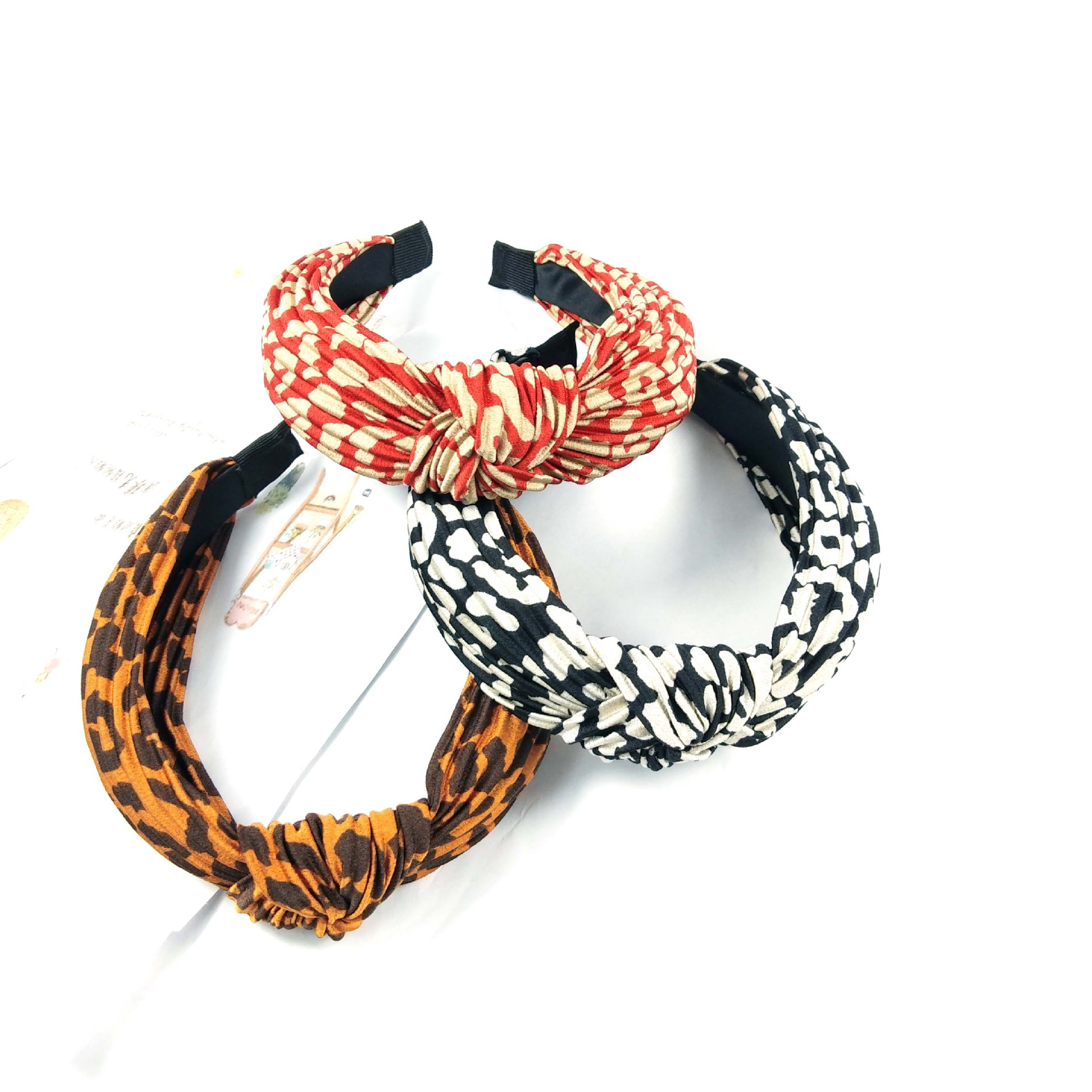 Retro  Leopard Print Folds Knotted Hair Band display picture 3