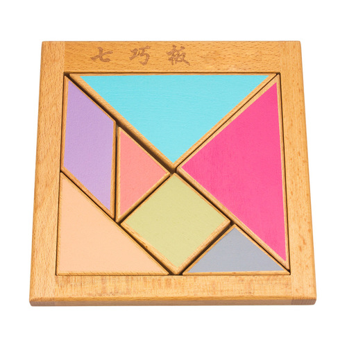 Tangram beech wooden children's early education puzzle development puzzle number shape cognition student toy jigsaw puzzle