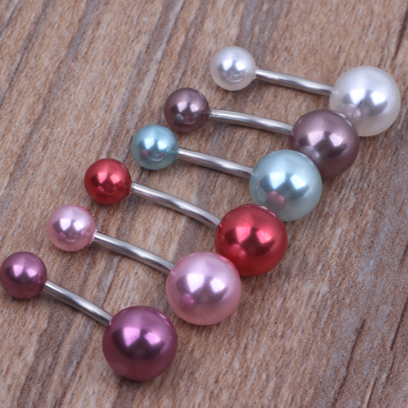 Imitation Pearl Stainless Steel Umbilical Ring Belly Button Piercing Jewelry - Dangle Nail Style detail image 8