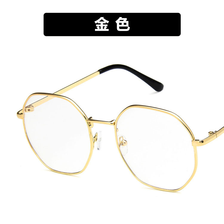 Retro Trendy Polygonal Flat Mirror Korean Style Irregular Anti-Blue Light Glasses Frame Metal Eye Protection Glasses Frame