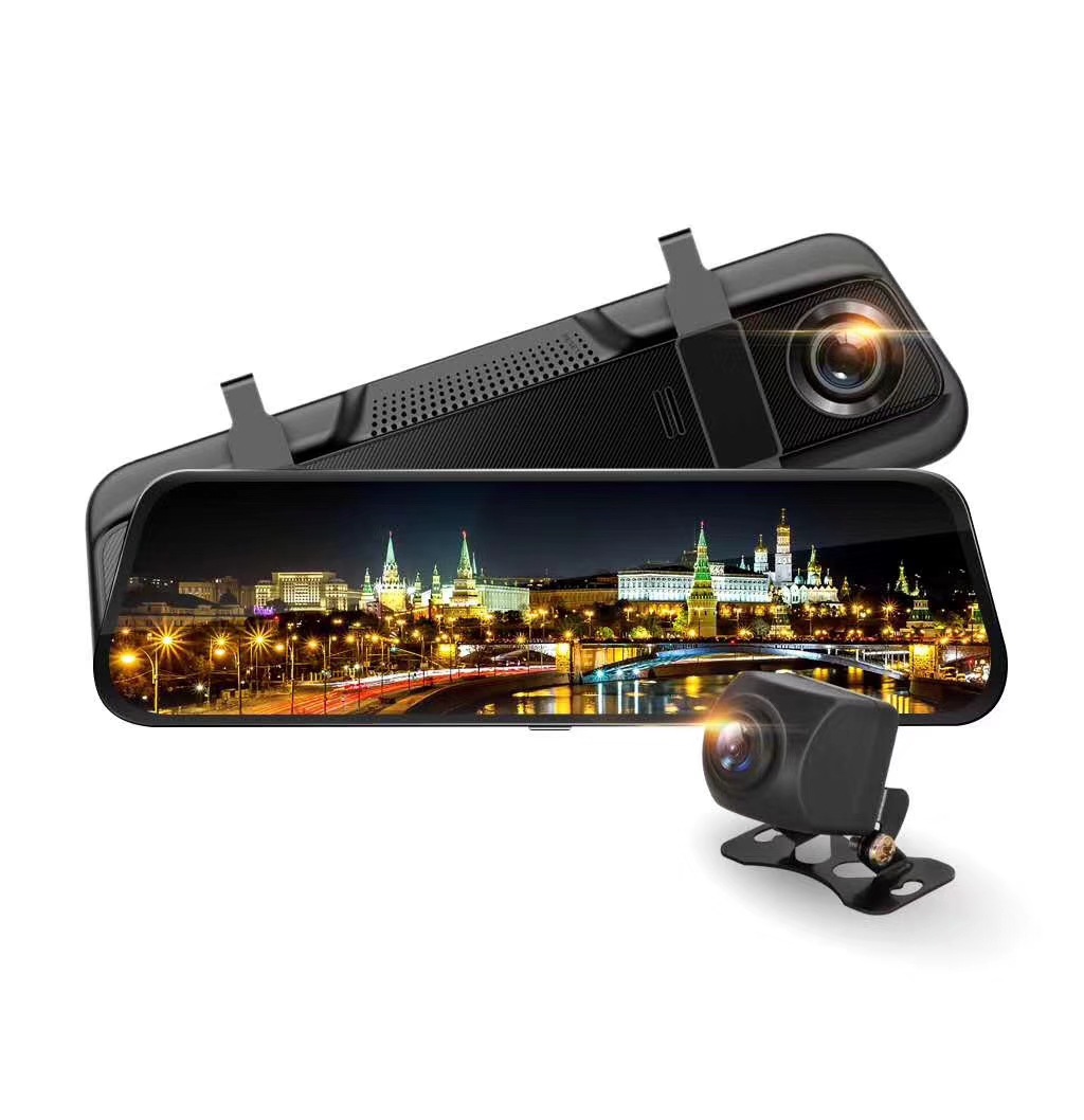 12inch フルスクリーンドライブレコーダー 2Kストリーミング高画質バックミラー 前後デュアルレンズ デュアルレンズ広角