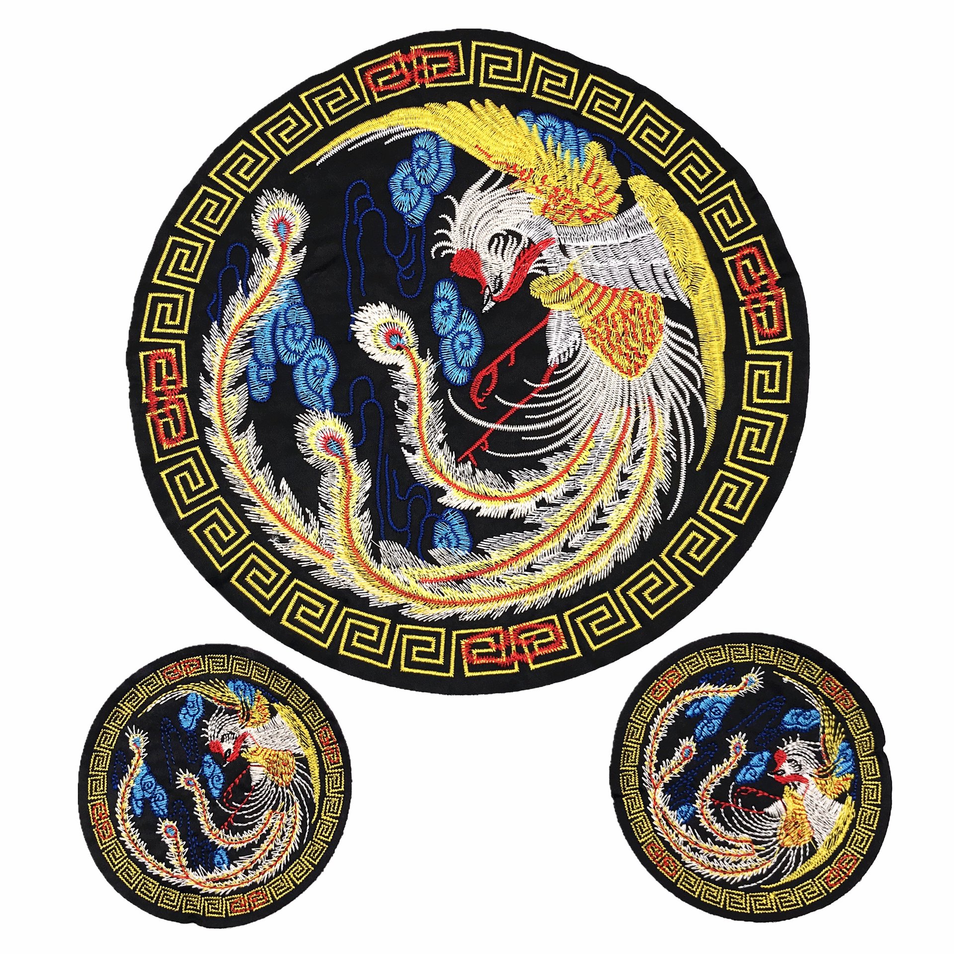 新款 圆形民族风中国凤补丁贴刺绣布贴服装绣片配饰 厂家直销