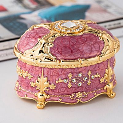Kirsite European style originality Retro Gemstone Jewelry storage box high-grade exquisite Ellipse household desktop Jewelry Box