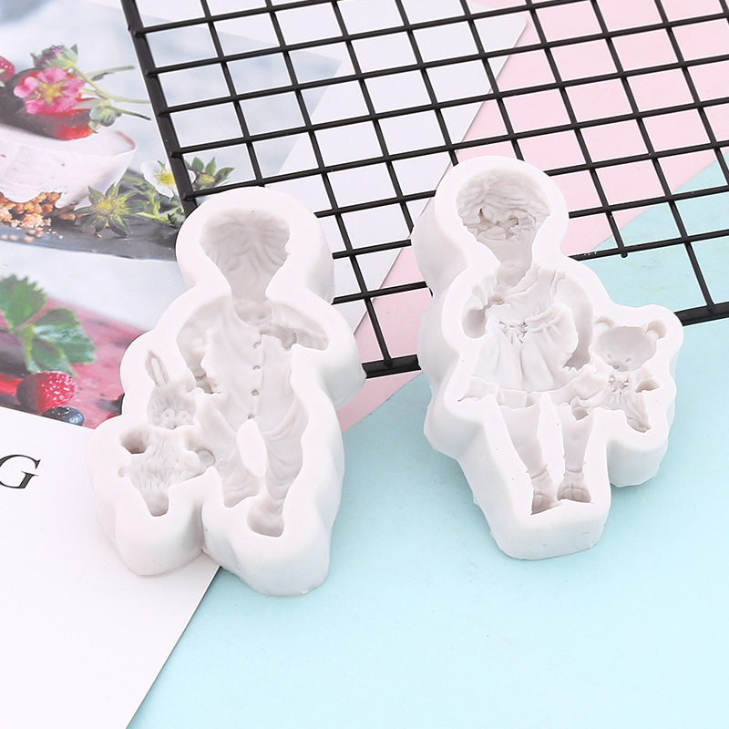 小女孩小男孩翻糖蛋糕装饰模具DIY西点烘焙模具 液态硅胶翻糖模