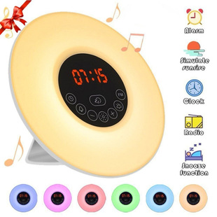 Cross-border hot natural wake-up light led alarm clock multi-function colorful color changing music sleep aid wake-up night light