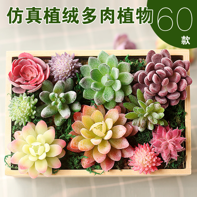 simulation Succulent plants Succulent Green plant indoor decorate combination Flocking lifelike Fleshy wholesale