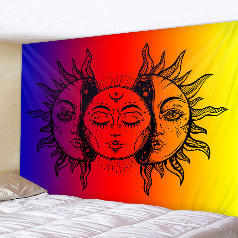 工厂直销  太阳月亮家居印花挂毯卧室床头背景布挂布壁挂