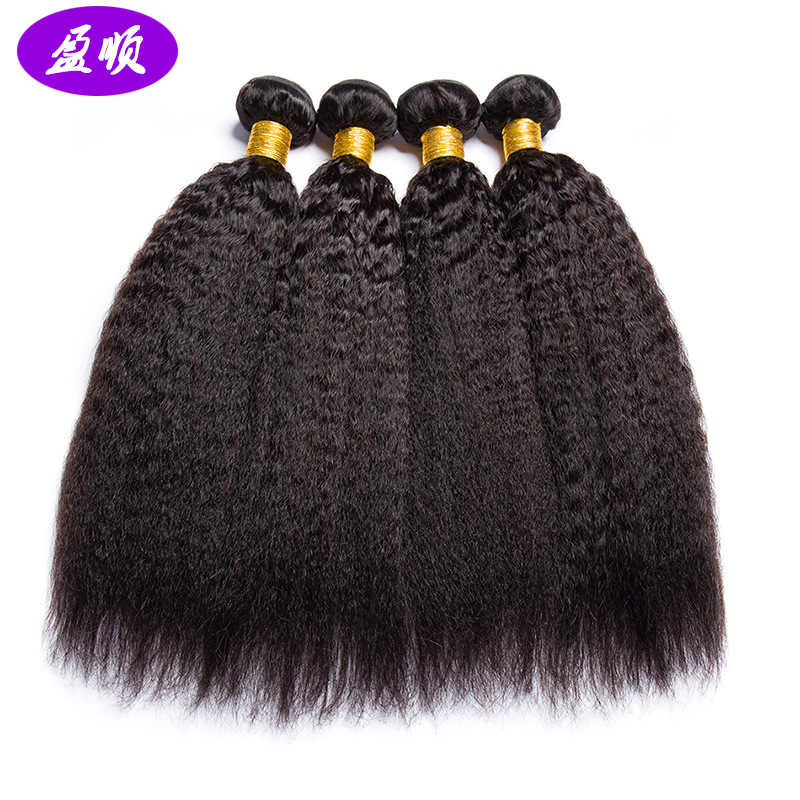 Kinky Straight Human Hair Weave Bundles Indian Hair Bundle Non-Remy 8-22Inch Coarse Yaki Hair