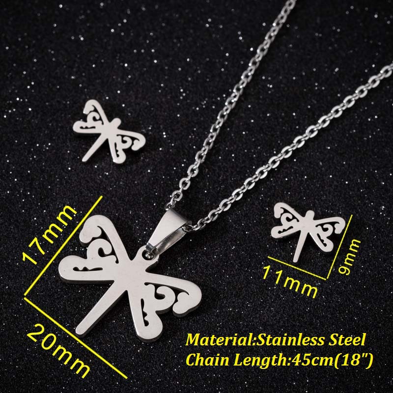 Fashion Dragonfly Stainless Steel Plating Jewelry Set 2 Pieces