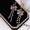 Fashionable crystal earings, universal earrings from pearl with tassels, Korean style