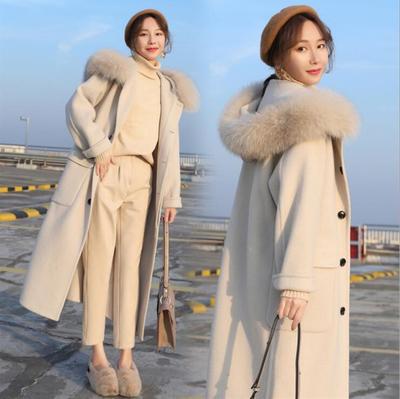 Woolen coat Autumn and winter 2019 new pattern Autumn and winter have more cash than can be accounted for Korean Edition Fur collar Hooded Woollen cloth overcoat Women's wear winter