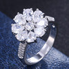 Fashionable accessory, sophisticated zirconium, ring with stone, universal jewelry, flowered, European style