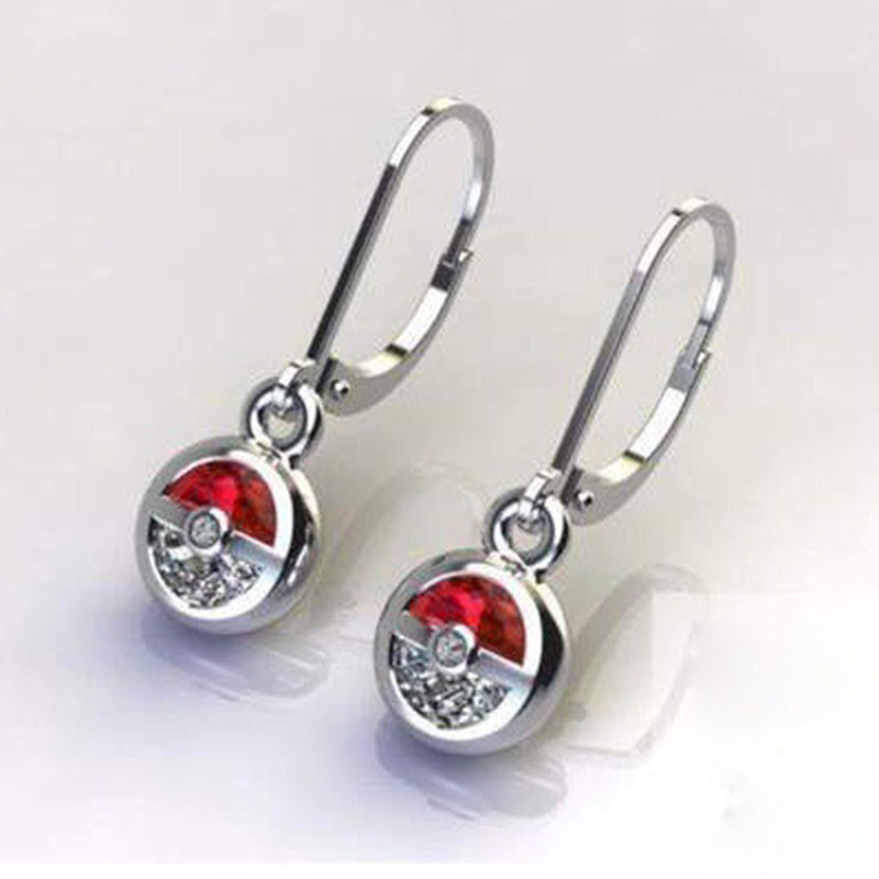 wish hot selling accessories creative pokeball red and white ladies earrings fashion engagement earrings women