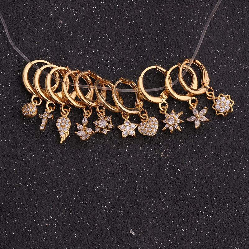 Micro-inlaid Zircon Sunflower  Simple Earrings display picture 2