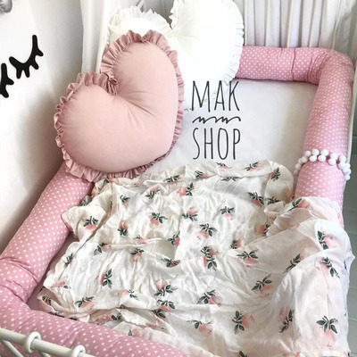 baby Bedclothes pure cotton Bed around baby Pink Hair ball guardrail INS Children's Room decorate Can be customized