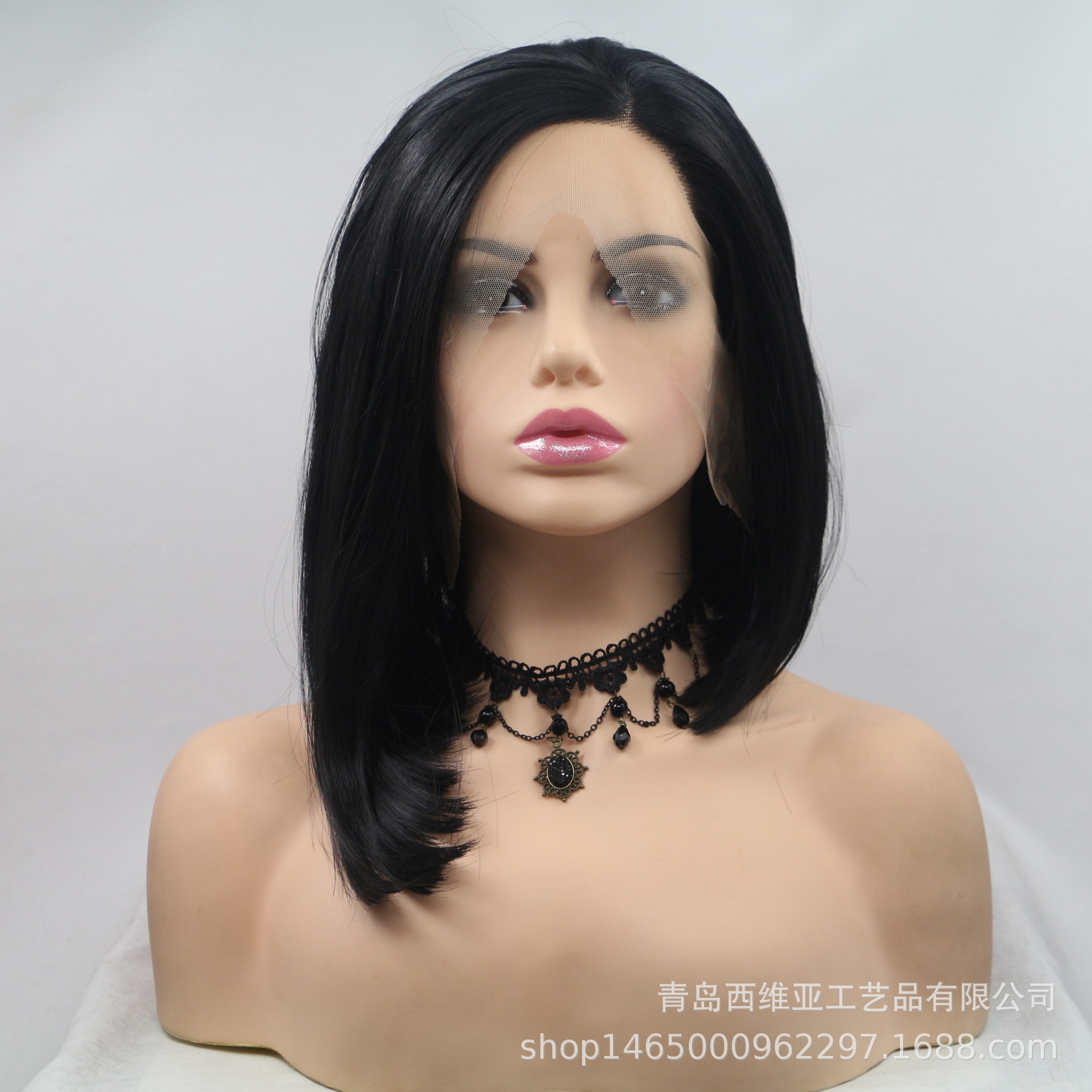 Hand -woven lace natural color short hair wigs free divide high…