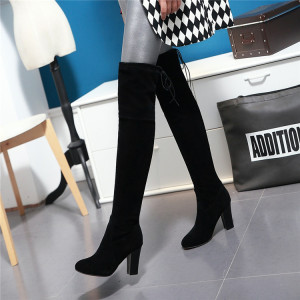 spring and autumn new elastic show thin long tube knee high heel women’s shoes 