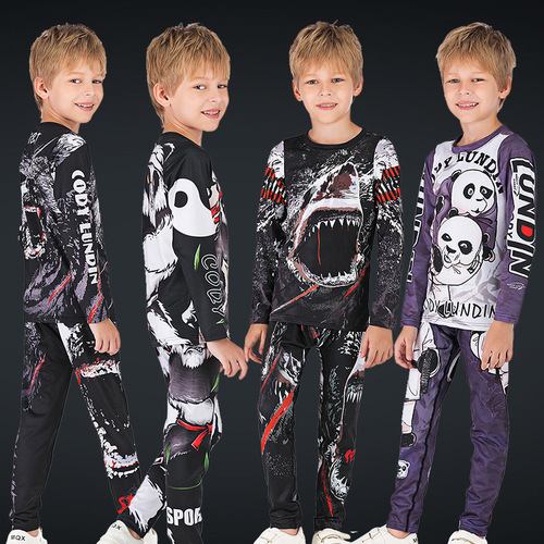 Children's clothing spring and autumn suit 2019 new children's breathable 3D digital printing sports and running two-piece T-shirt