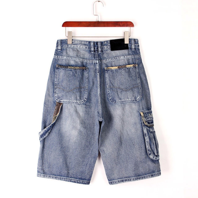 Mens Plus Size Loose Baggy Denim Short Men Jeans Fashion Streetwear Hip Hop  Long 3/4 Capri Cargo Shorts Pocket Bermuda Male Blue - AliExpress