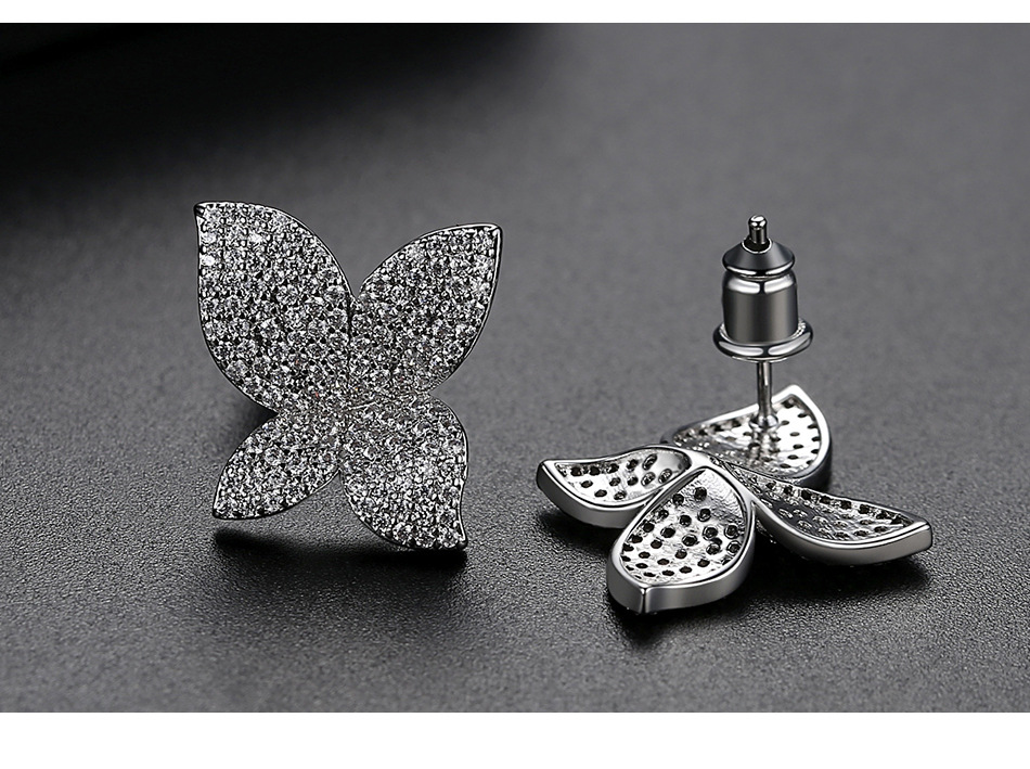 Fashion Studs Fashion Korean New Floral Lady Copper Inlaid Zirconium Earrings Wholesale display picture 5