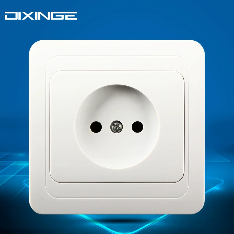 European 2‑pole power socket (DIXINGE) ABS panel, porcelain seat, single or double outlet