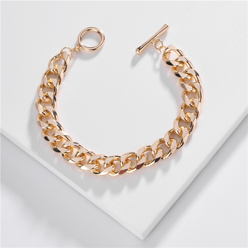 Jewelry Wholesale Chain Bracelet Single Buckle Flat Pressed Chain Multilayer Bracelet display picture 2