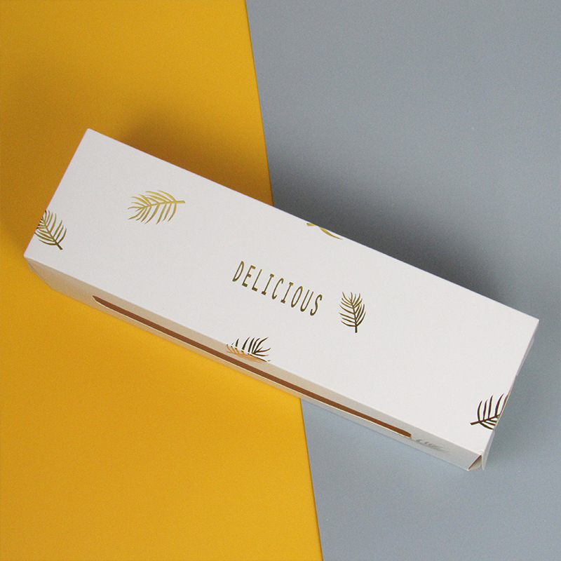 定制长方形可视开窗包装盒烫金白卡纸盒创意蛋糕西点烘焙食品包装