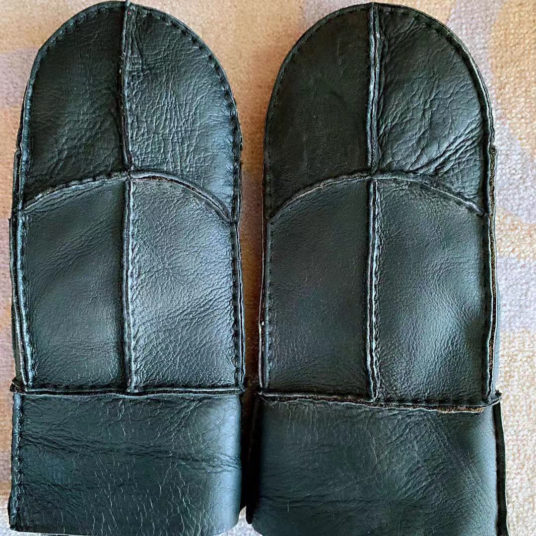 皮毛壹體真羊毛男騎行戶外保暖手套 男悶手工縫制手套