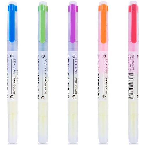 Deli S619 highlighter 5-color fluorescent marker pen for student office candy-colored double-headed color marker pen