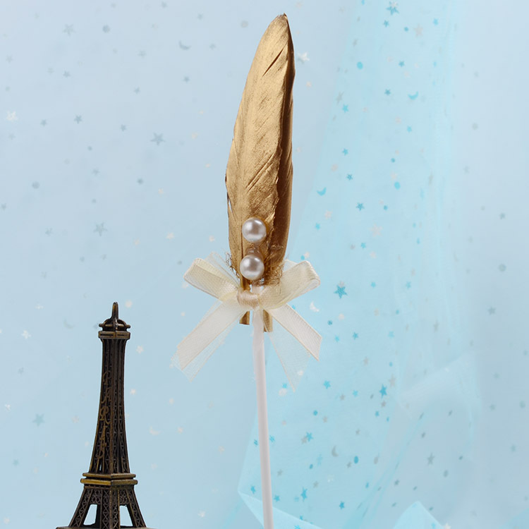 New cake decoration account Golden feathers pearl bowl plug -in plug…