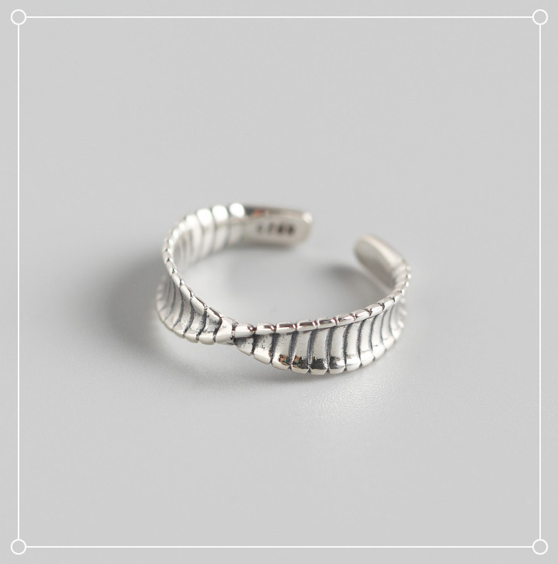 Korean New Zealand pattern retro S925 sterling silver Mobius open ring