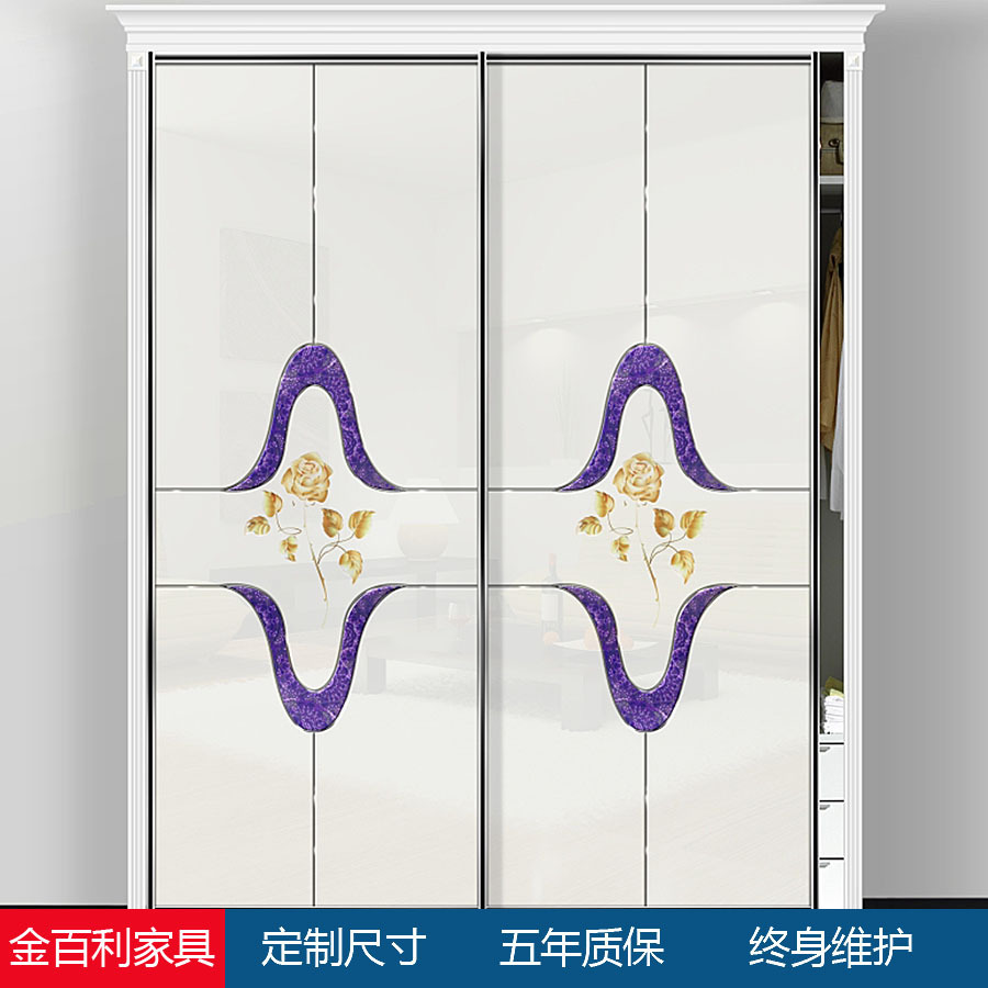 廠家批發 簡約歐式衣櫃推拉門 新款高光烤漆臥室衣櫃門定制