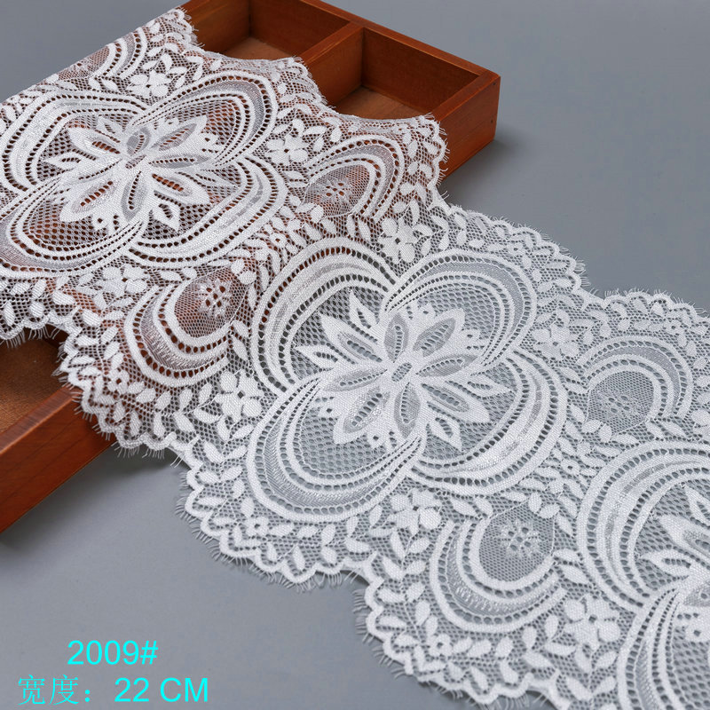 新款对位花弹力睫毛宽花边 22公分内衣蕾丝睫毛辅料 大边新款开机