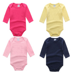 Baby clothes, baby all-in-one suits, autumn and winter suits, long-sleeved, solid color, crawling suits, newborn baby clothes, baby crawling clothes