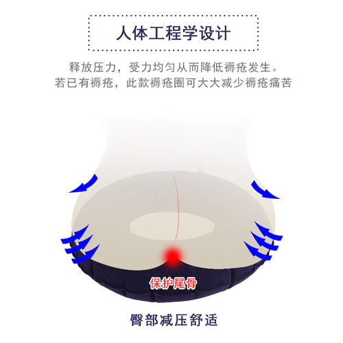 Lehui flocked open bedsore care circle cushion paralyzed bedridden elderly hip cushion inflatable pillow cushion