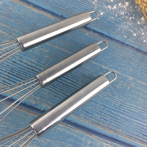 Stainless steel handle manual egg beater 8 inches 10 inches 12 inches 6 lines household mixer baking tools
