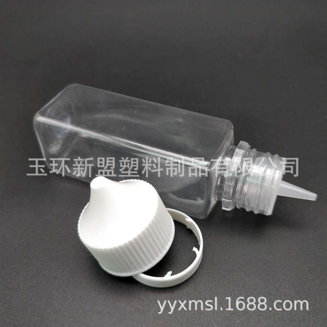 厂家供应方形60ML注油瓶PET防盗压旋独角兽注油瓶