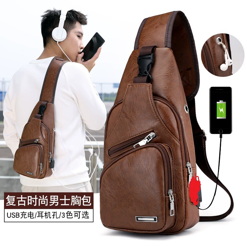 Sports one-shoulder bag for leisure, polyurethane chest bag, shoulder bag, for import