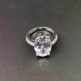 wish新款欧美大椭圆镀白金锆石戒指速卖通跨境资源饰品戒指