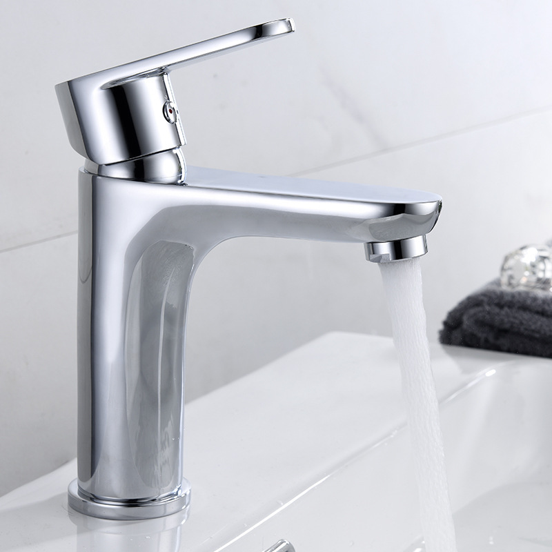 Factory direct refined copper cold and hot water wash face drops single hole wash basin bathroom cabinet household faucet