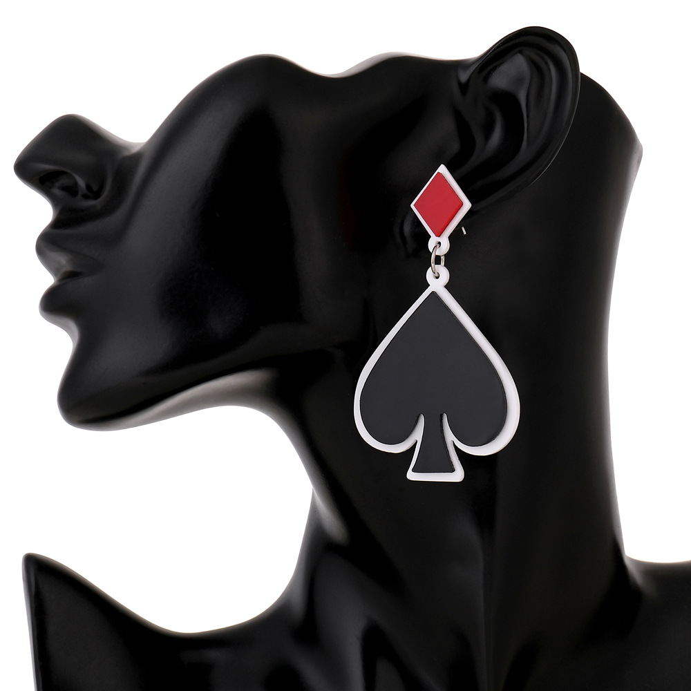 Creative New Acrylic Earrings Poker Black Peach Heart Plum Long Earrings Fashion Lucky Earrings Female display picture 6