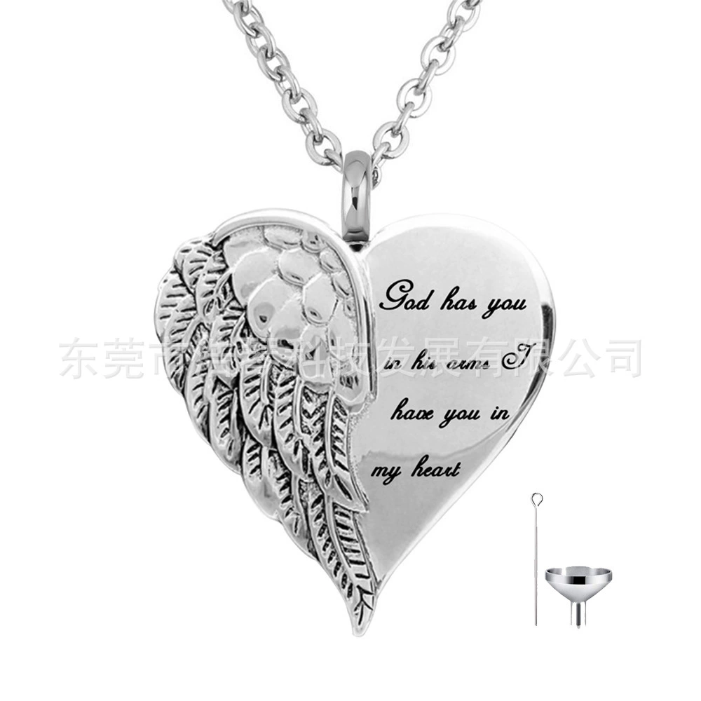 Европейская и американская мода персонализированные крылья в форме сердца флакон духов памятные родственники домашнее животное пепел кулон ожерелье кремация ювелирные изделия