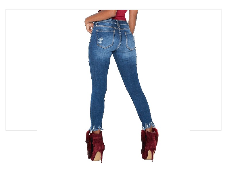 Women's Mid Rise Perforated Cropped Jeans For Women Spring Autumn_voghion.com