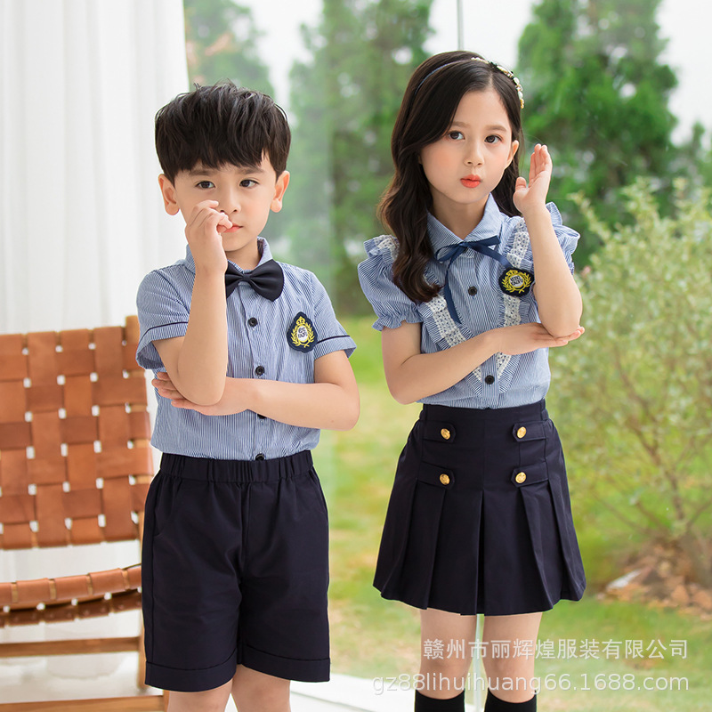 2020夏季新款儿童校服英伦风小学生班服批发幼儿棉园服套装定制|ms