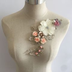 Cross-border 3D Flower Lace Collar with Sequins – DIY Handmade Lace Appliqués, Embellished Dress & Pant Accessories – Wholesale