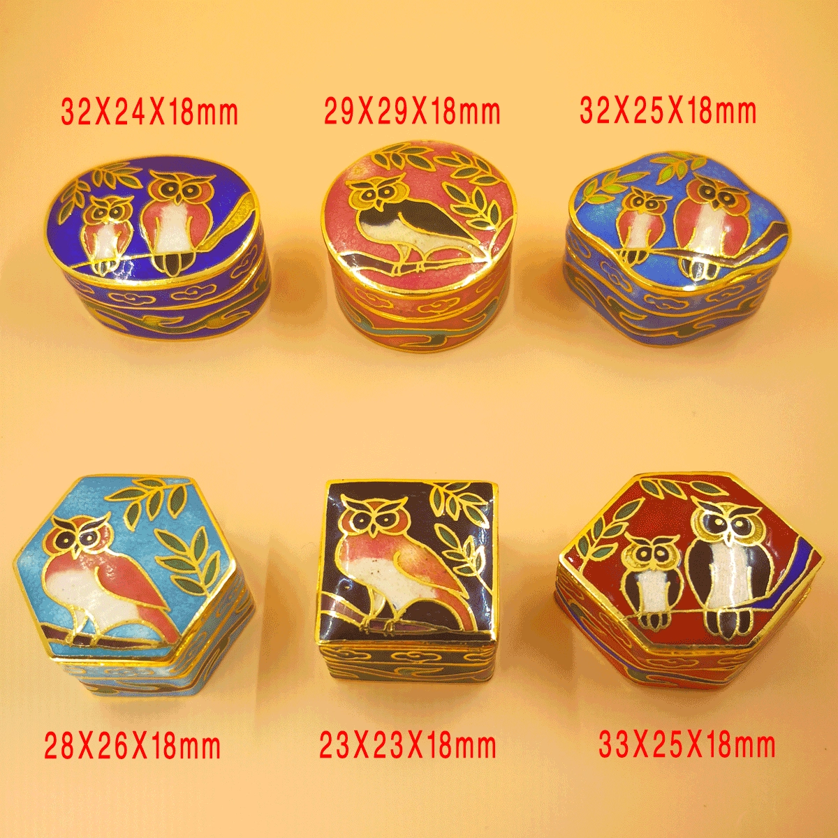 Copper enamel, face blush, storage system, owl