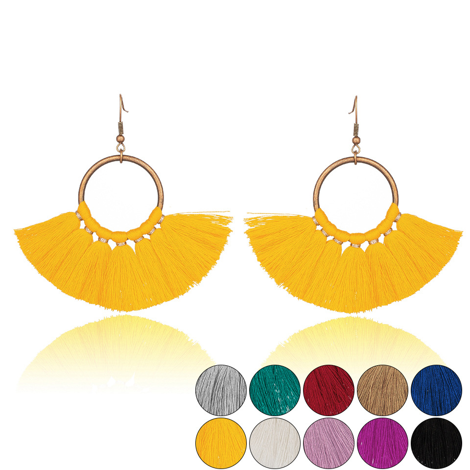 Bohemia Big Circle Tassel  Alloy Earrings display picture 9