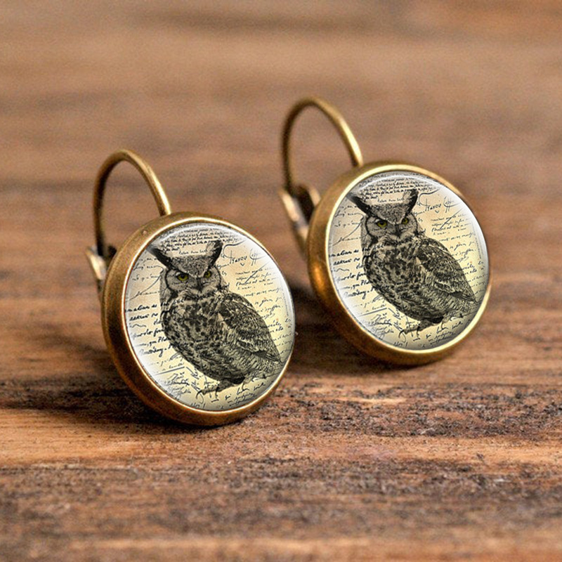 1 Pair Casual Simple Style Animal Round Plating Inlay Alloy Glass Earrings display picture 5