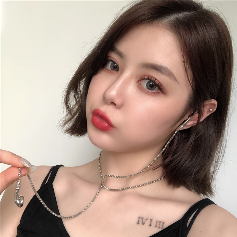 Earphone Necklace Stainless Steel Adjustable Long Chain Pendant_voghion.com