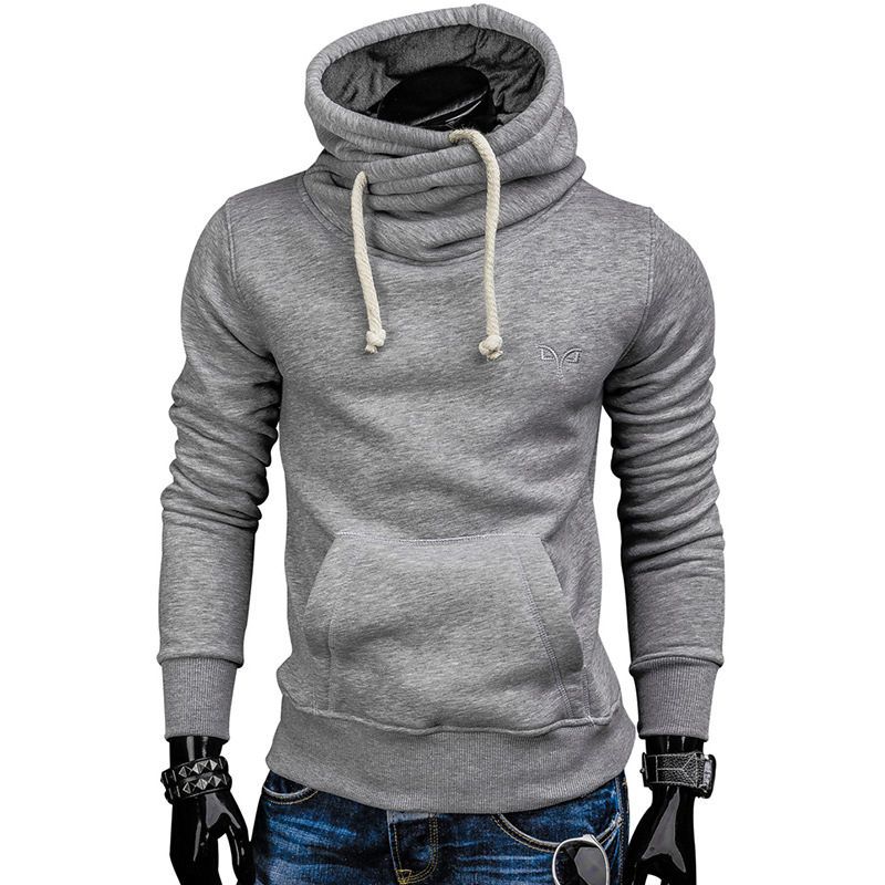 2024 Men's Solid Color Sheep Horn Embroidered Fashion Simple Pullover Hoodie Sweater_voghion.com